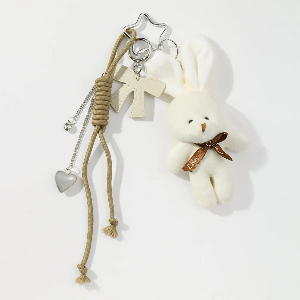 Cute Rabbit Pendant Cat's Paw Hand Woven Rope Key Chain Girl Backpack Ornament