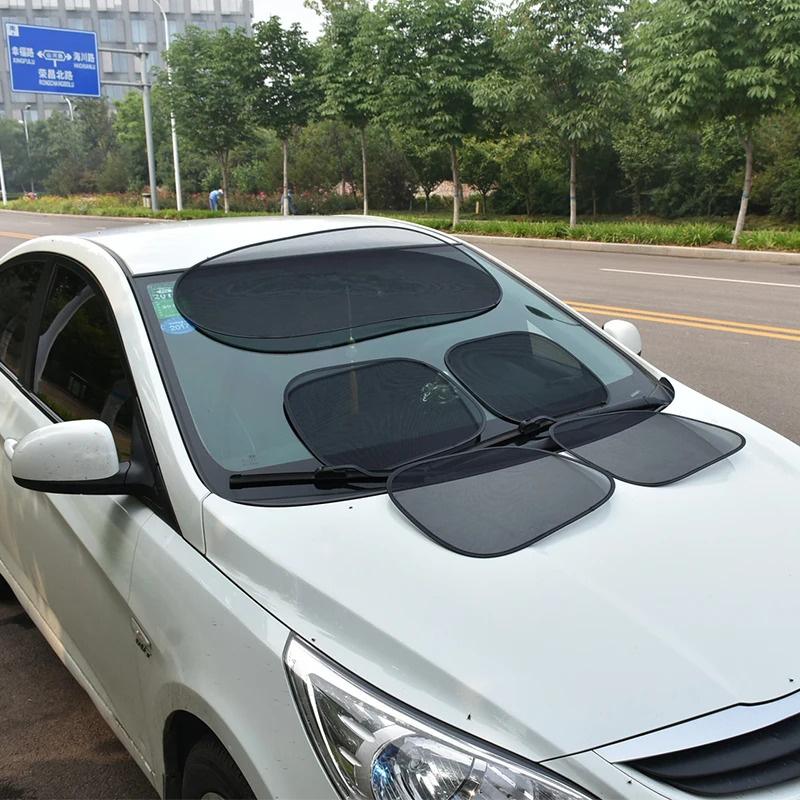 5PCS Car Window Sunshade Cover Sun UV Protection Auto Front Rear Black Window Curtain Side Glass Mesh Sunshades Accessories