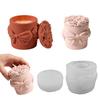 Bowknot Rose Embossed Resin Jar Molds Candle Cup Silicone Mould with Lid for Making Candle Container Holiday Decoration