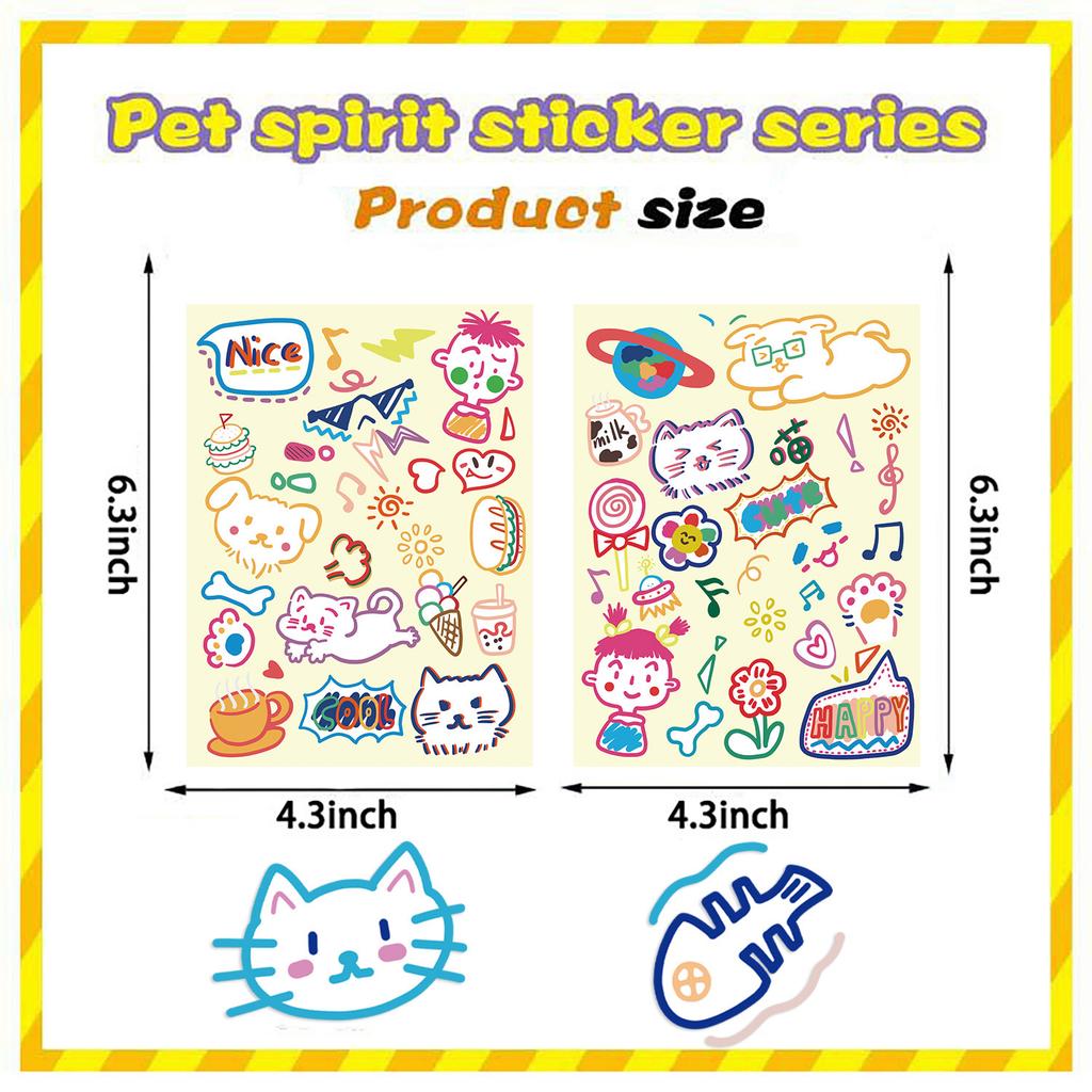 8 Styles of Line Animal Gum Stickers DIY Hand Account Small Card Mobile Phone Case Decoration Korean Ins Waterproof