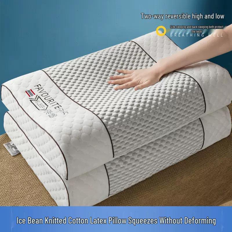 Thailand Natural Latex Neck Massage Pillow - Breathable, Cooling, and Supportive for Adults and Students