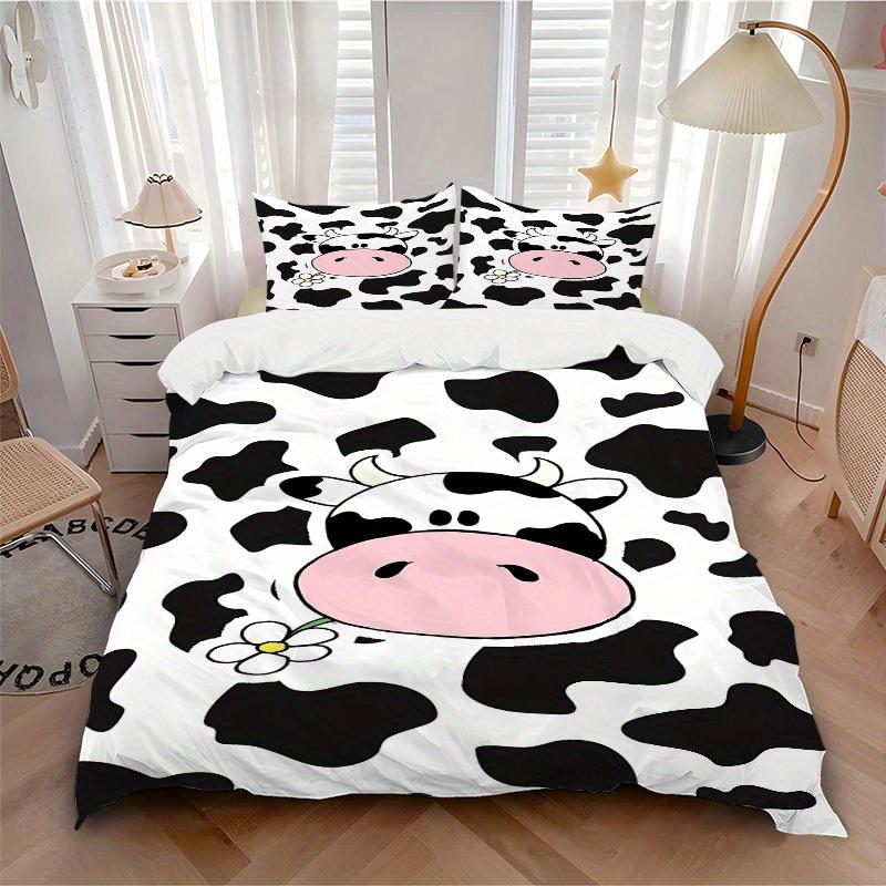 

3pcs Animal-themed Cow Print Soft and Comfortable Breathability, Bedding Set, Machine Washable, Suitable for All Seasons121 135x200cm