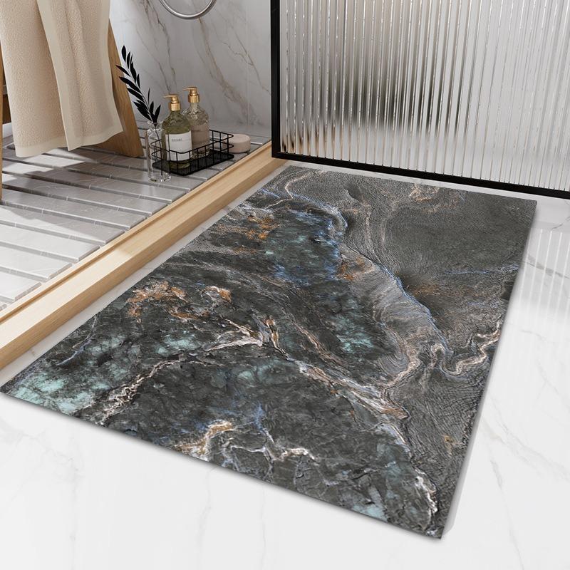 Modern Minimalist Marble Print Floor Mats for Bathrooms Kitchens and Bathrooms Mat  That Absorb Water Dry Quickly and Non-slip