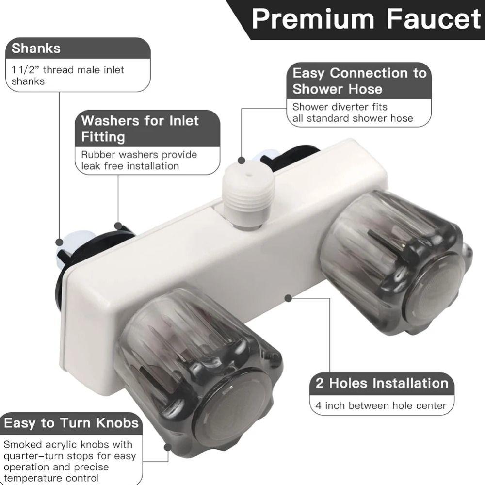 Duschzubehör Doppelte Steuerung Duschkabine Mischventil Umsteller Wasserhahnventil Doppelter Knopf ABS Wohnmobilzubehör Wohnmobil Wohnmobil