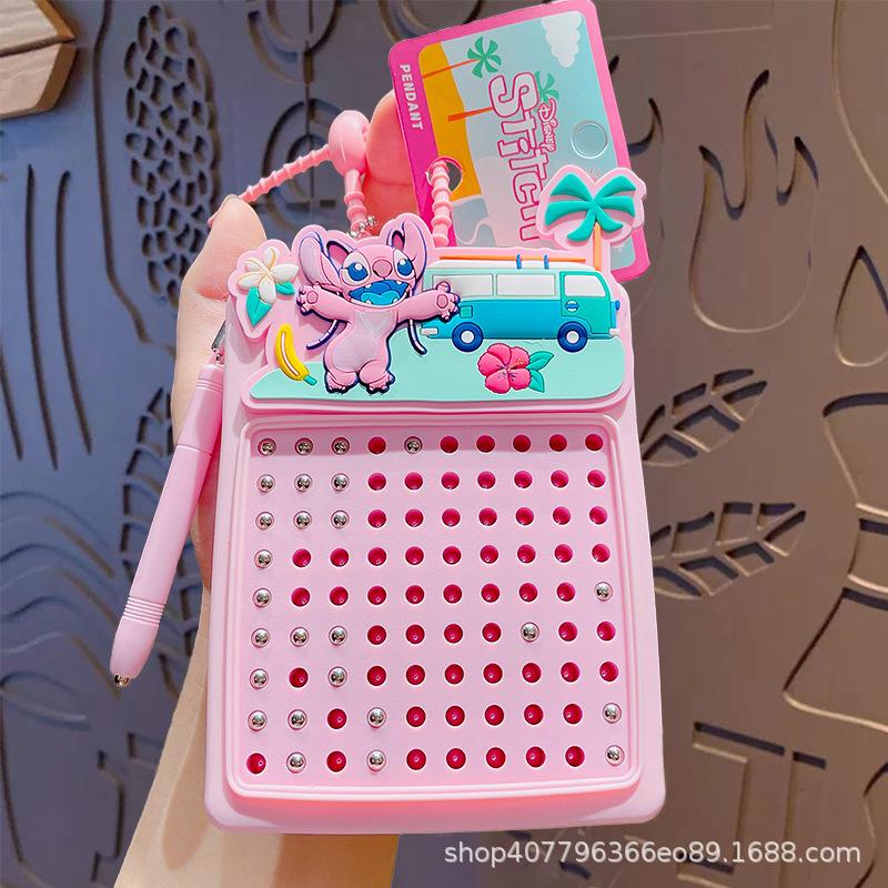 Cartoon 90-Bead Square Decompression Magnetic Steel Ball Drawing Board Keychain Pendant Keychain Gift