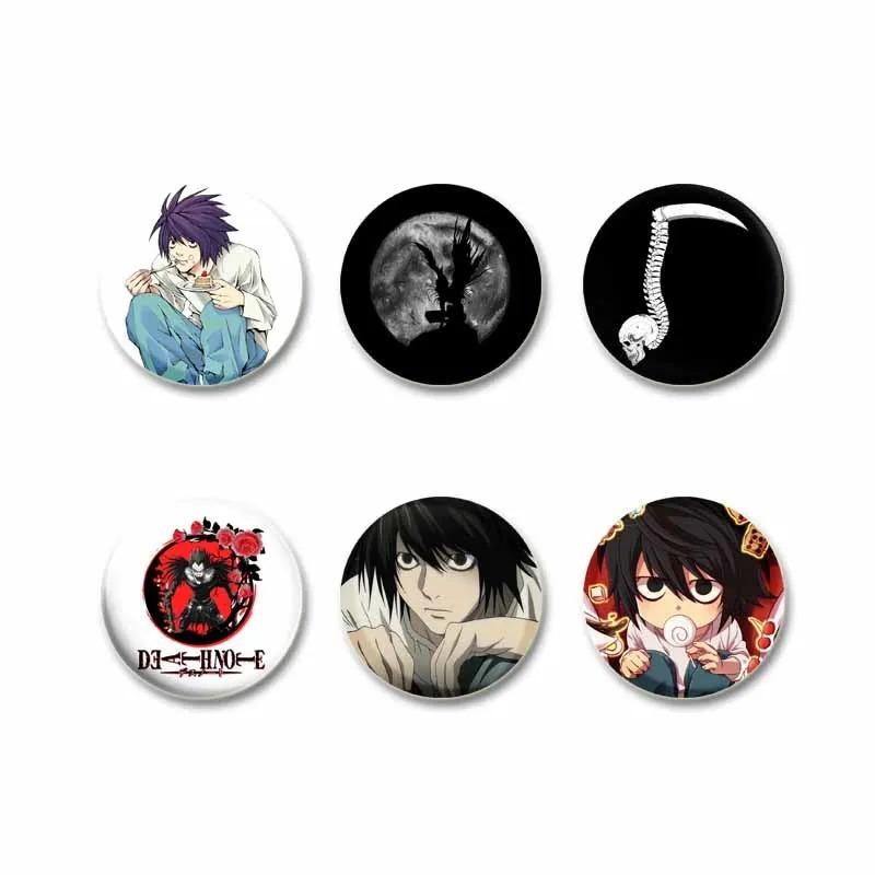 32/44/58MM Japanese Anime Death Note Enamel Pins, Round Brooch, L Killer, Yagami Light, Cosplay Badge, Backpacks Jewelry, Xmas Gifts