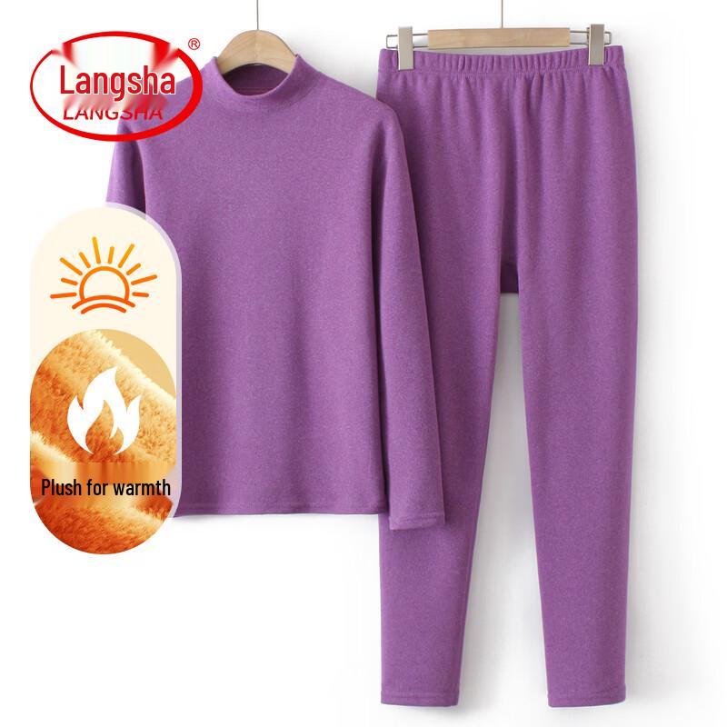 LangSha Women s Fleece Lined Thermal Underwear Set XL
