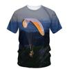 Tricou cu Model Parapantă Parapantă pentru Bărbați Sky Scape Imprimat 3D Mânecă Scurtă Modă de Vară Tricouri Street Gât Rotund