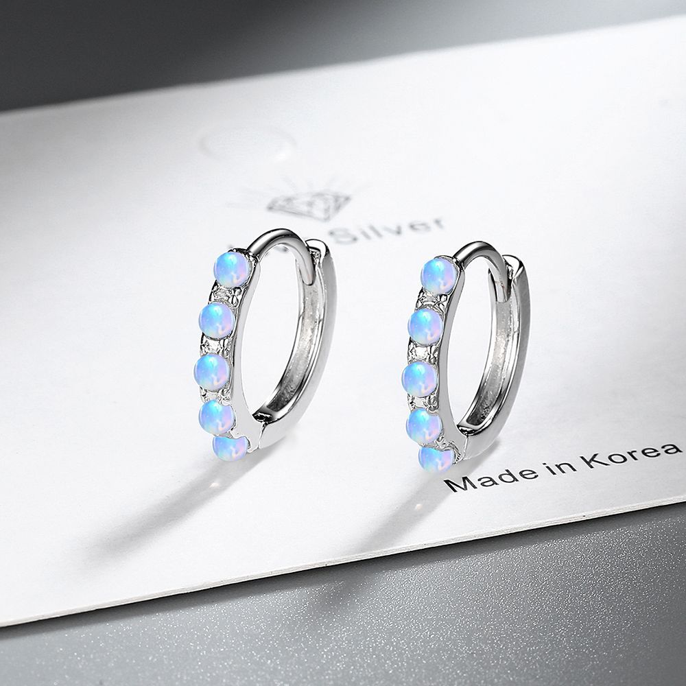 925 Sterling Silver Light Luxury Round Diamond Zircon Opal Earrings Wedding Anniversary Party Gift белого золота