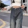 Damen Retro Jeanshose mit weitem Bein Y2K Kleidung Streetwear Vintage Cargo Jeans 90er Jahre Harajuku Hip Hop Punk Grunge Hose Übergröße
