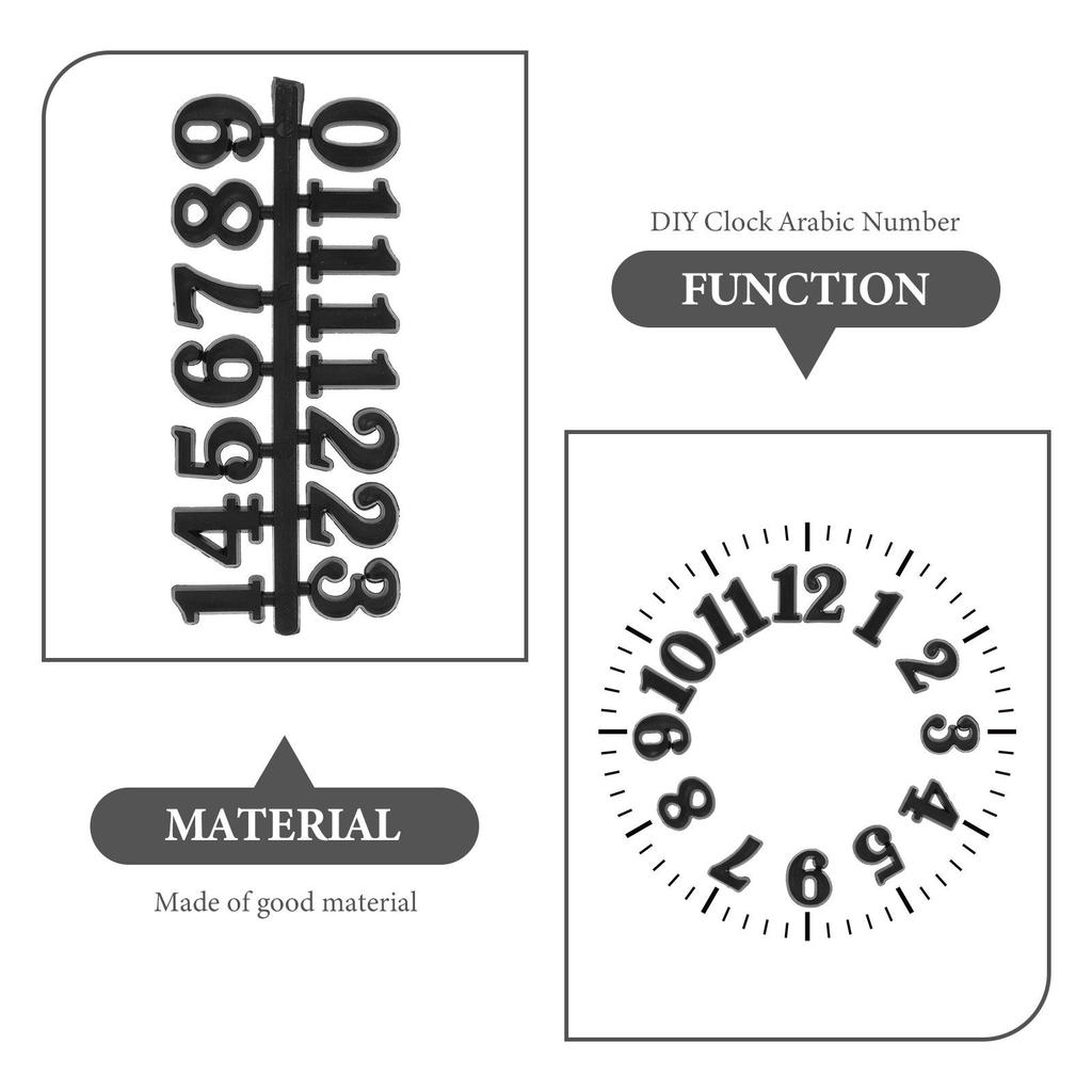 5 Sets Digital Clock Arabic Numerals Number Kit for Crafts Face Plates Wall Silver Numbers Accessories Adhesive Faces