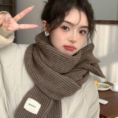 Scarf Women'S Winter Winter Versatile Scarf Women'S Solid Color Warm Knitted Scarf Women'S Autumn And Winter Circle
