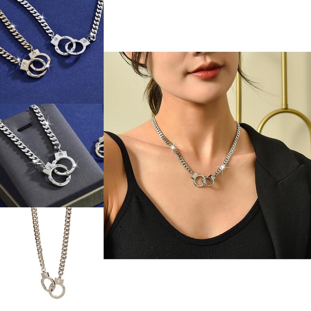 Chic Unisex Titanium Steel Handcuff Necklace With Musical Notes And Shapes For Bold Fashion Statements