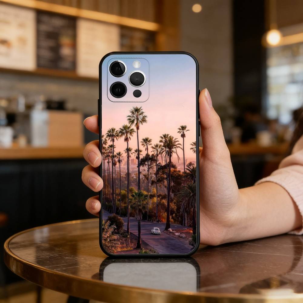 Kalifornien Reise Los Angeles Handyhülle Für iPhone 17,16,15,14,13,12,11 Plus,Pro Max,Weiches Silikon Schwarze Hülle