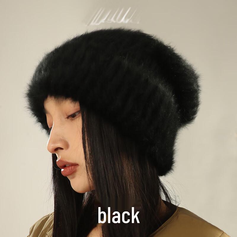 Женская зимняя вязаная шапка-бини из смеси с кроличьим мехом