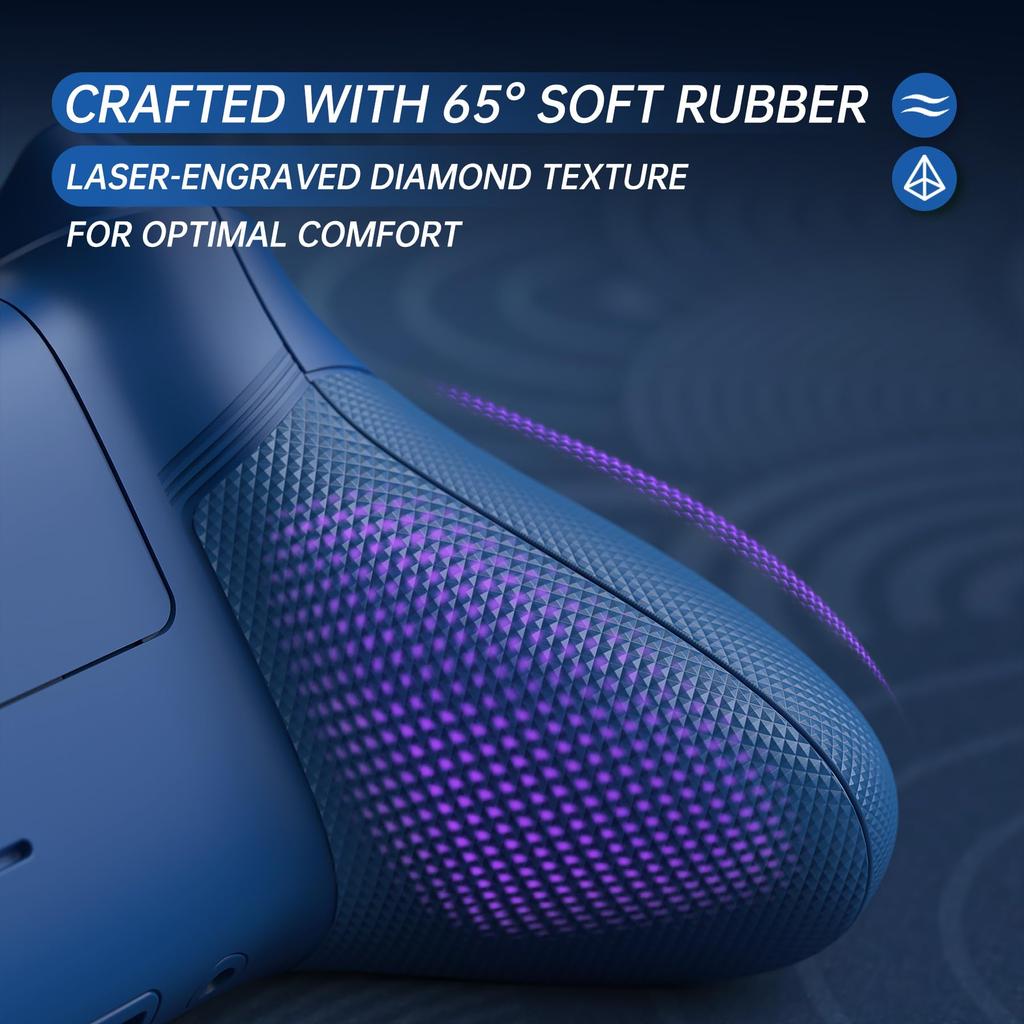 The eXtremeRate ASR Circle Ring Full Shell Button Kit is compatible with Xbox Core features a 3D diamond pattern soft rubber grip and bottom and is