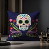 Mexico Easter Flower Skeleton Cushion Cover Case Antidustmite Pillowcase Invisible Zipper Silky Short Plush Sofa Cushion Cover