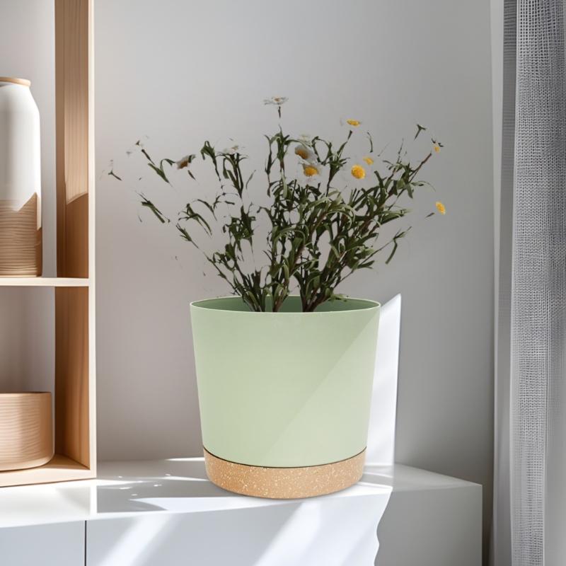 8inch Resin Flowerpot Flower Plant Pot Balcony Courtyard Potted Plant Flowerpot with Drainage Home Garden Tray
