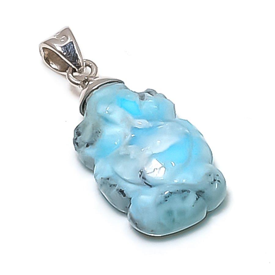 

Natural Larimar Gemstone Handmade 925 Sterling Silver Jewelry Pendant 1.34 N7T97