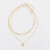 Women Chain Pentacle Star Round Coin Moon Bar Pendants Necklaces for Women Multi Layered Necklaces