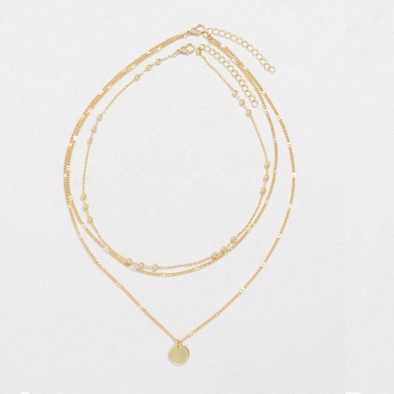 

Women Chain Pentacle Star Round Coin Moon Bar Pendants Necklaces for Women Multi Layered Necklaces