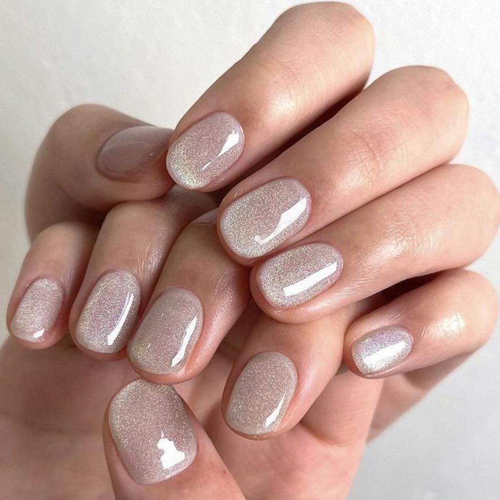 24pcs False Nail Short Round Press On Nail Full Cover Stick On Nail Manicure Decoration For Fashion Nail Art Lover
