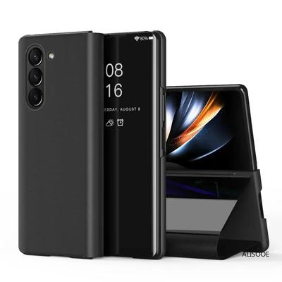 Hochwertige Leder Klapphülle Für Samsung Galaxy Z Fold 7 6 5 4 3 5G Beschichteter Spiegel Smart View Business Anti-Fall Schutzhülle
