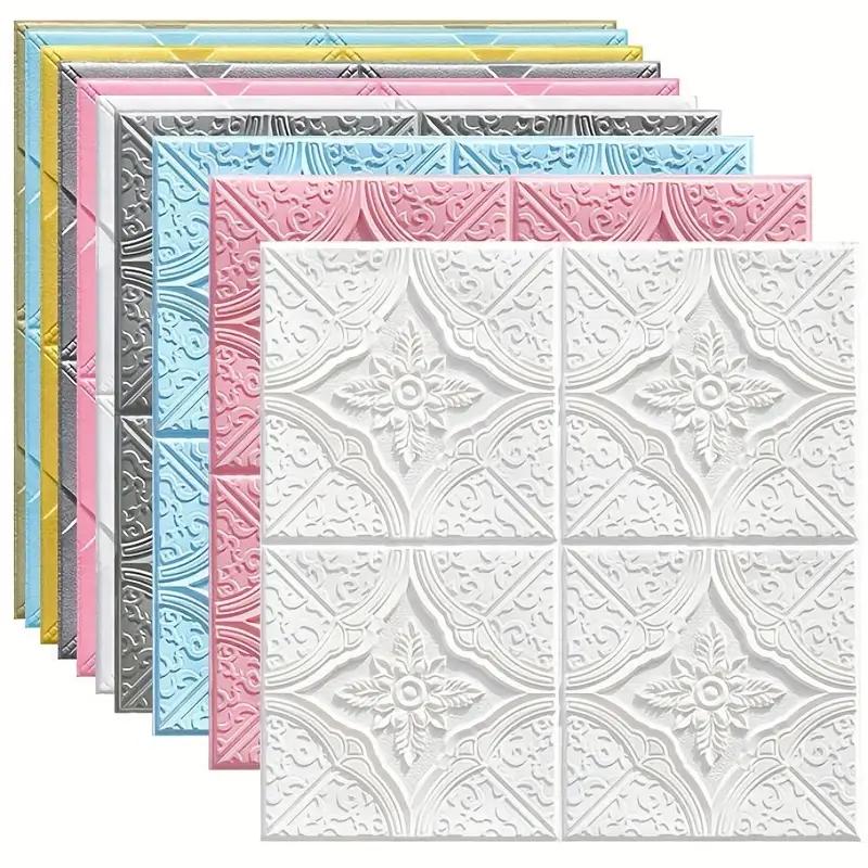 35*35cm 3D self-adhesive wall sticker waterproof moisture-proof three-dimensional ceiling roof kitchen decoration foam wallpaper