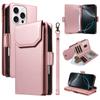 For iPhone 16 Pro Max Case with Multi-Card Holder and Strap PU Leather Phone Cover Stand