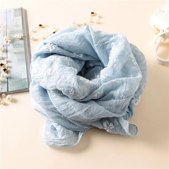 Leisure Flowers Printed Linen Long Shawl Travel Beach Anti-UV Scarf Stole Gift