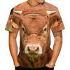 Summer Round Neck 3D Cow Pattern Print Top Fashionable Casual Short Sleeved Men's T-shirts