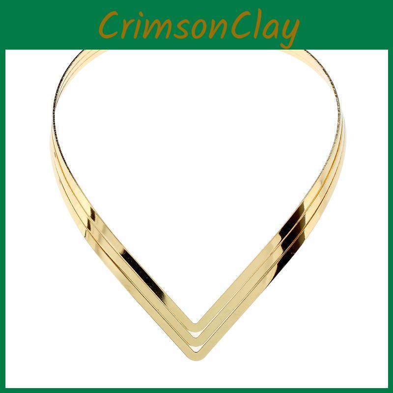 Shaped V Fashionable Women Metal Collar Necklace For Fashion Enthusiasts