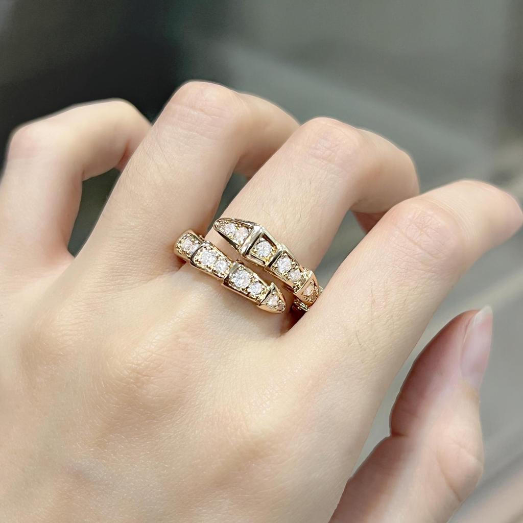 Platinum-Plated Open Bamboo Joint Zircon Knuckle Ring