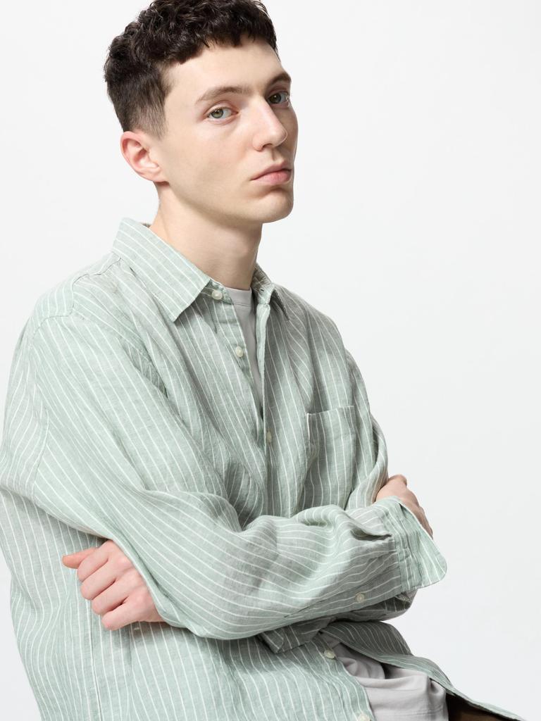 Uniqlo Premium Linen Shirt  Long Sleeve  Stripe A