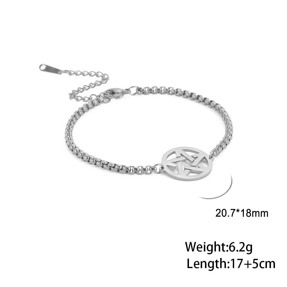Teamer Stainless Steel Bracelet for Women Goddess Charms Pentagram Moon Wicca Jewelry Magic Pendant Pentacle Witch Amulet Gifts