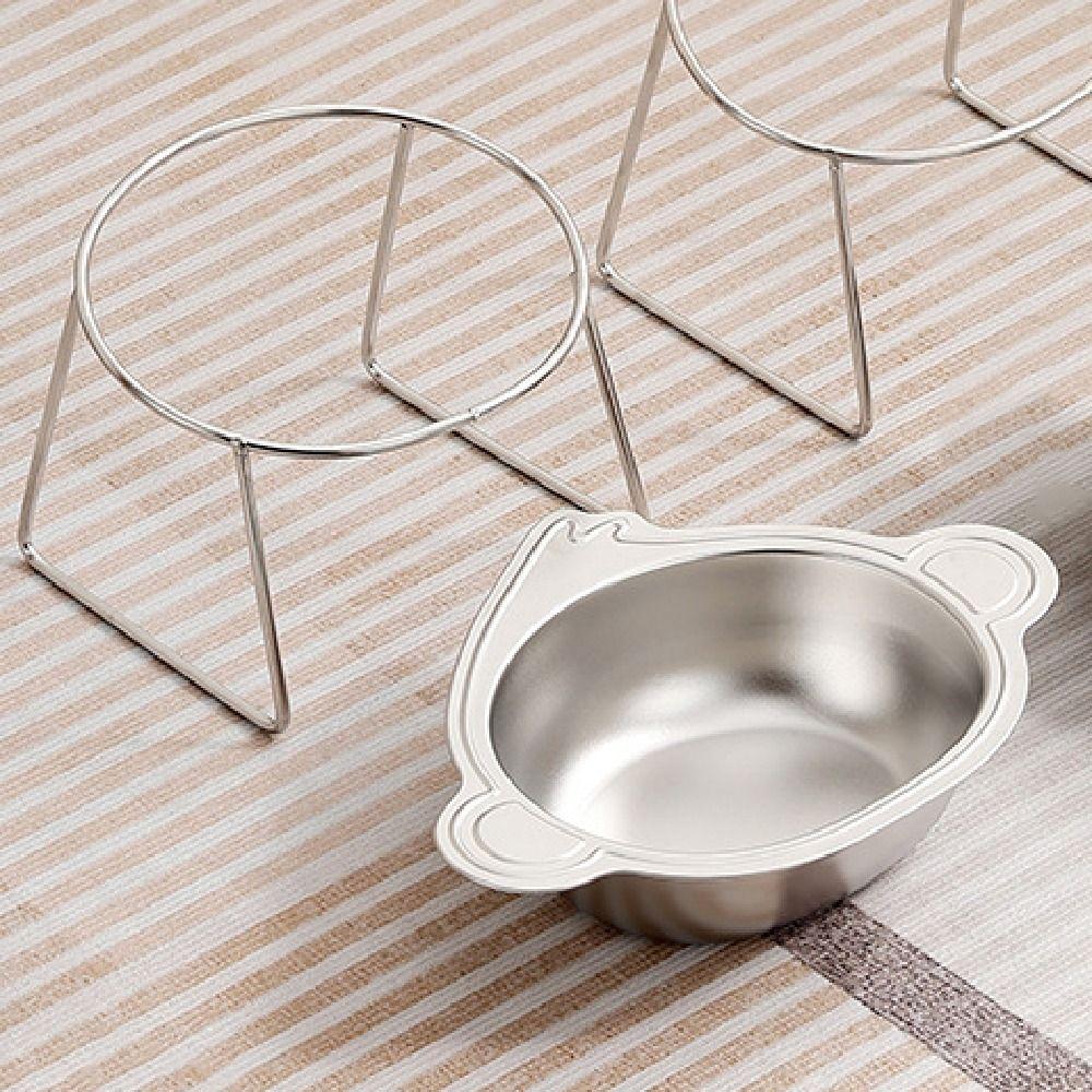 Stainless Steel Elevated Pet Bowl 15 Degree Inclined Pet Feeder Container  Wet Dry Food