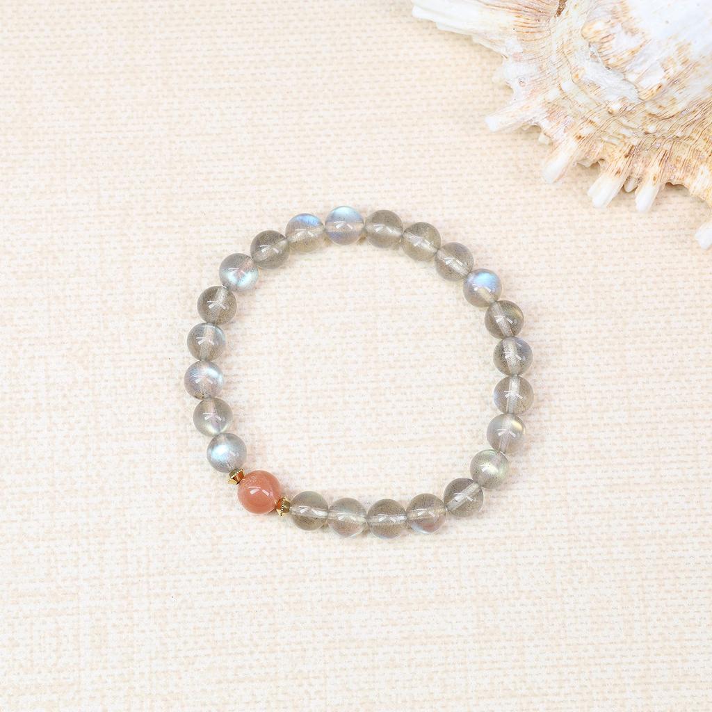 Koai Labradorite Sunstone Wish Fulfillment Good Luck Healing Power Stone Bracelet Prayer Bracelet for Women