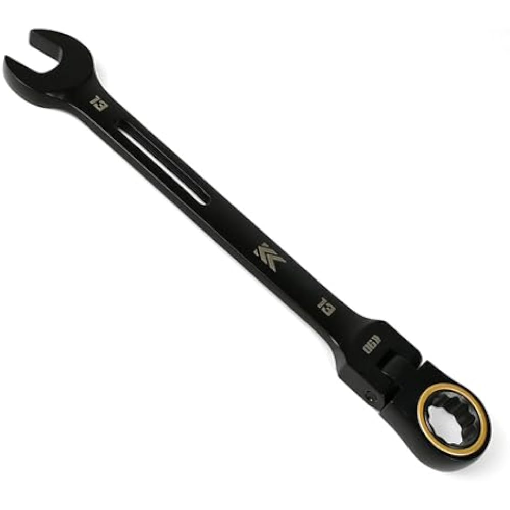 Fujiya (Fujiya) swing ratchet wrench, black gold, 13 mm, 90 gears, head replaceable for work in t...