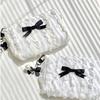 Cute Bow Girls Storage Bag Solid Color Soft Coin Purse Lipstick Headphone Bag Large Capacity Lace Clutch Bag