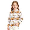 Girls School Uniform Long Sleeve Top with Halloween Print