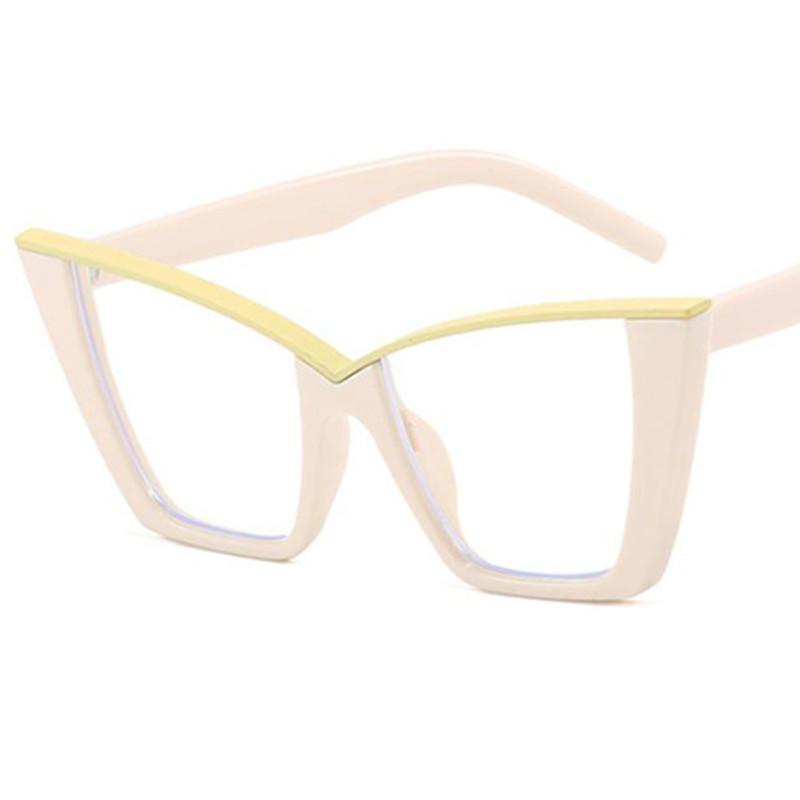 Fashion Optical Light Glasses Women Eyeglasses Cat Eye Spectacles Oversize Frame Ornamen Semi-Rimeless Design Ornamental