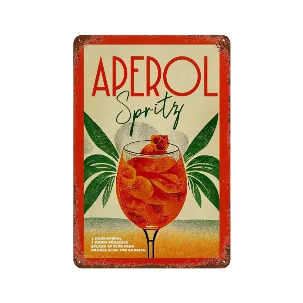 Vintage Fruit Juice Mojito Aperol Spritz Posters and Sangria Drink Negroni Metal Tin Sign Plaque Club Bar Home Decor Wall Pla