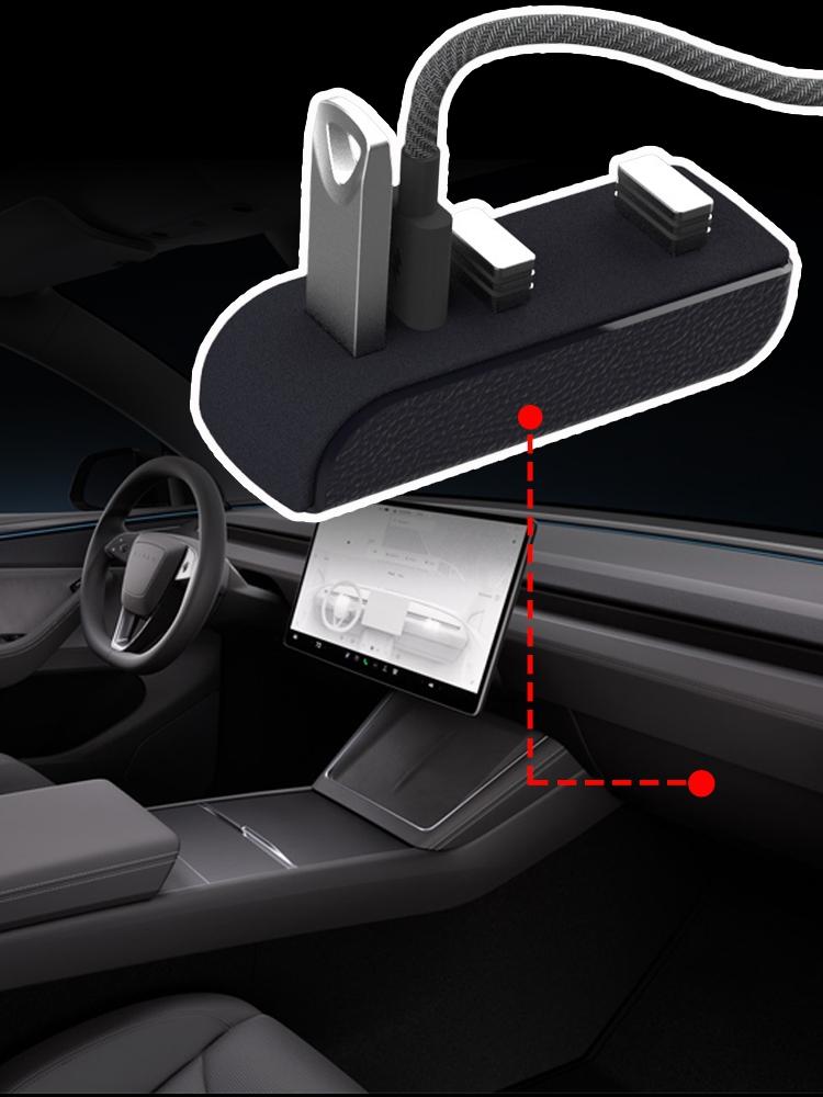Glovebox USB Hub For Tesla New Model Y Launch Juniper 2025 2026 Model 3 Highland Type-C Port Splitter Docking Station Data