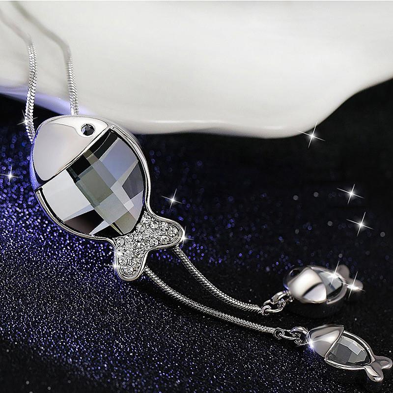 Korean Style Fashionable Long Necklace With Eyecatching Fish Pendant For Casual Wear