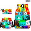 Popular Cool Geometry Dash 3D Printed 3pcs/Set Pupil School Bags Laptop Daypack Backpack Inclined Shoulder Bag Pencil Case