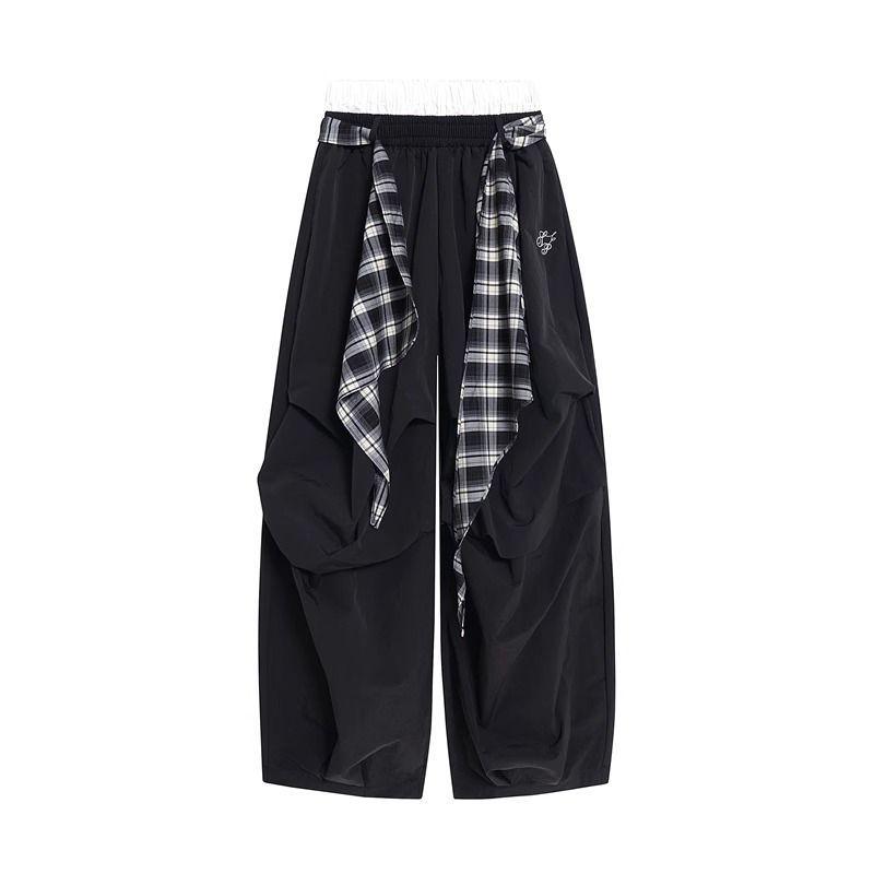 Pants with Women's Summer New Retro Street Mid-waist Thin Straight Casual Drape Wide-leg Pants