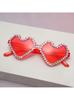 Trendy Party Shades Rhinestone Heart Sunglasses for Women Gradient Tinted Lenses UV Protection for Festivals KJ188