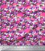 Soimoi Japan Crepe Satin Fabric Camouflage Texture & Flamingo Bird Printed Craft Fabric by the Metre 42 Inch