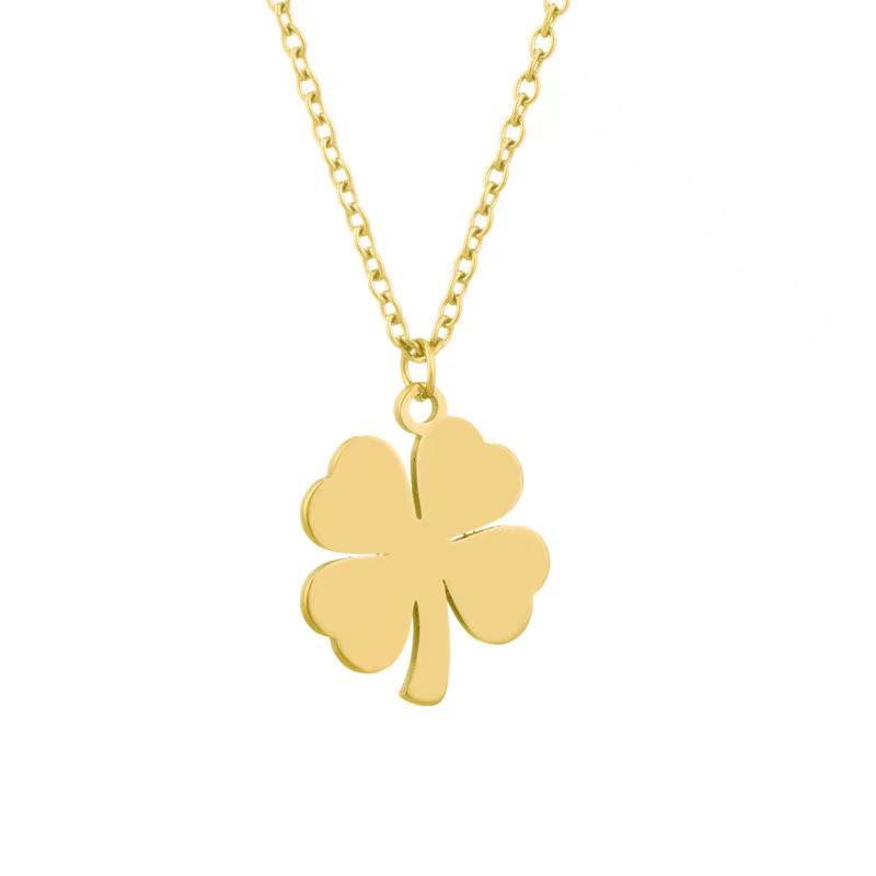 Elegant Stainless Steel Four-Leaf Clover Clavicle Necklace for Women