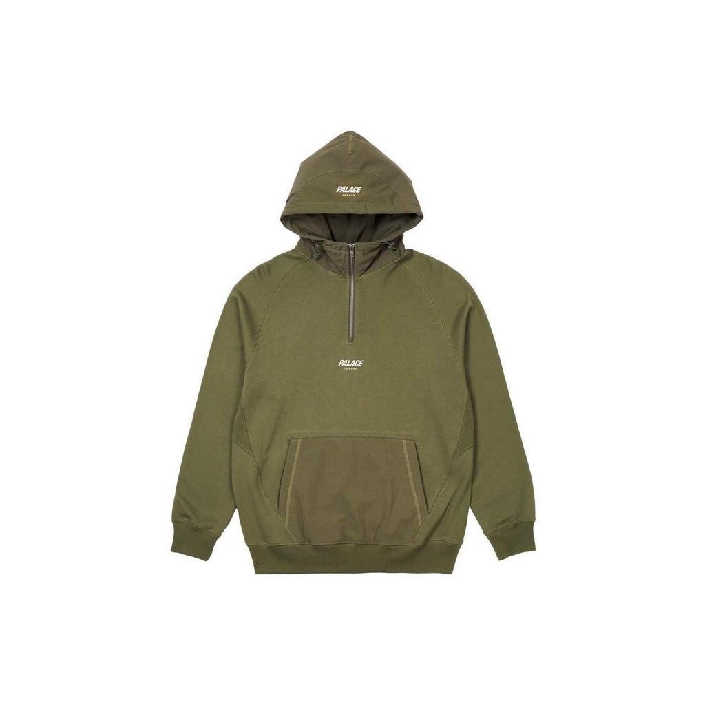 Palace 1/4 Zip Cotton Panel Olive Men Tops Green P23CS015